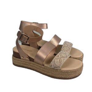 Rose Gold Sophie17 Terri Platform Sandals Womens 4 Fit 6 6.5 Espadrille